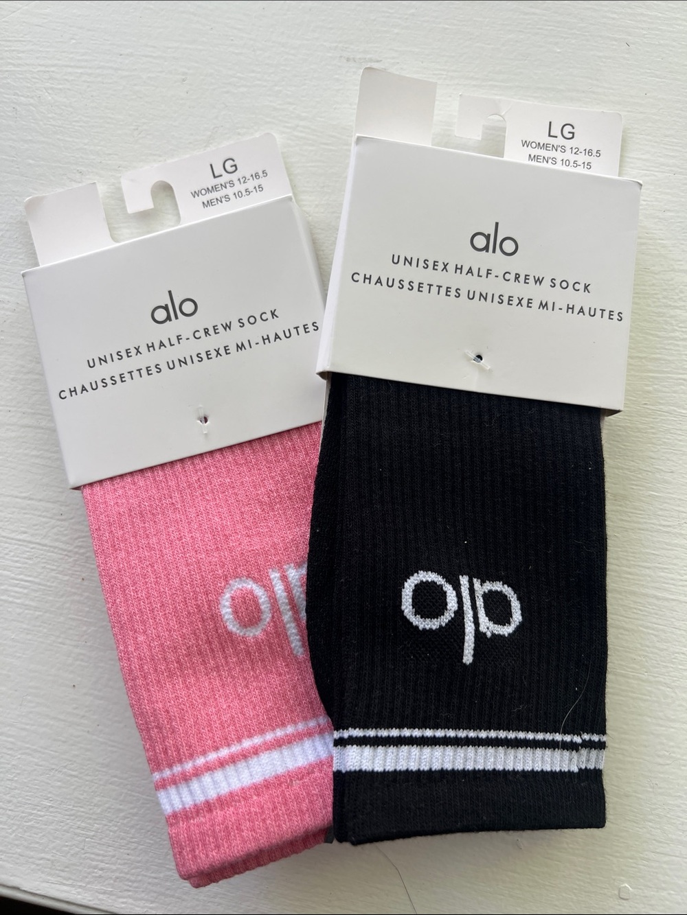ALO Yoga Unisex Half-Crew Socks - Black & Pink